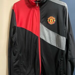 Soccer Football Manchester United Men's LG Warm Up Jacket Full Zip-Up Black/red